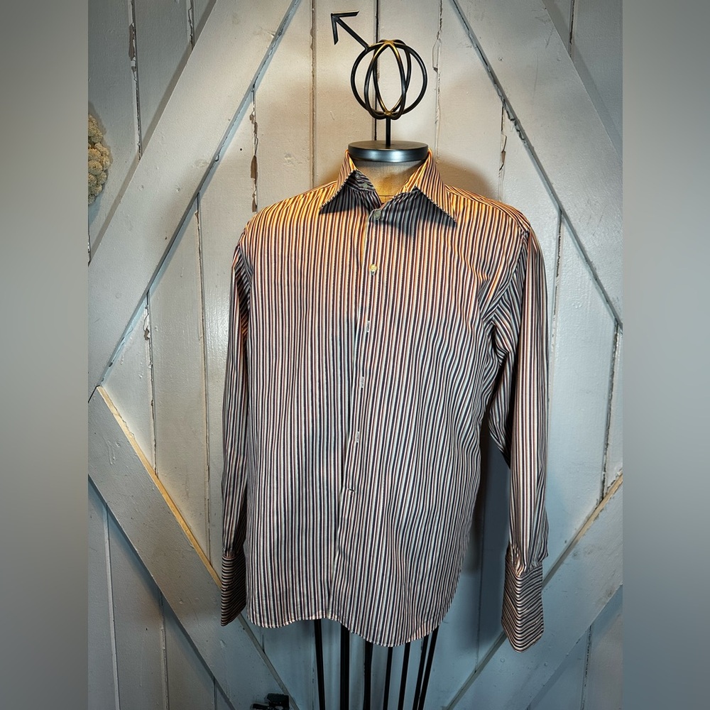 Gentlemen’s multi striped dress shirt French cuffs XL